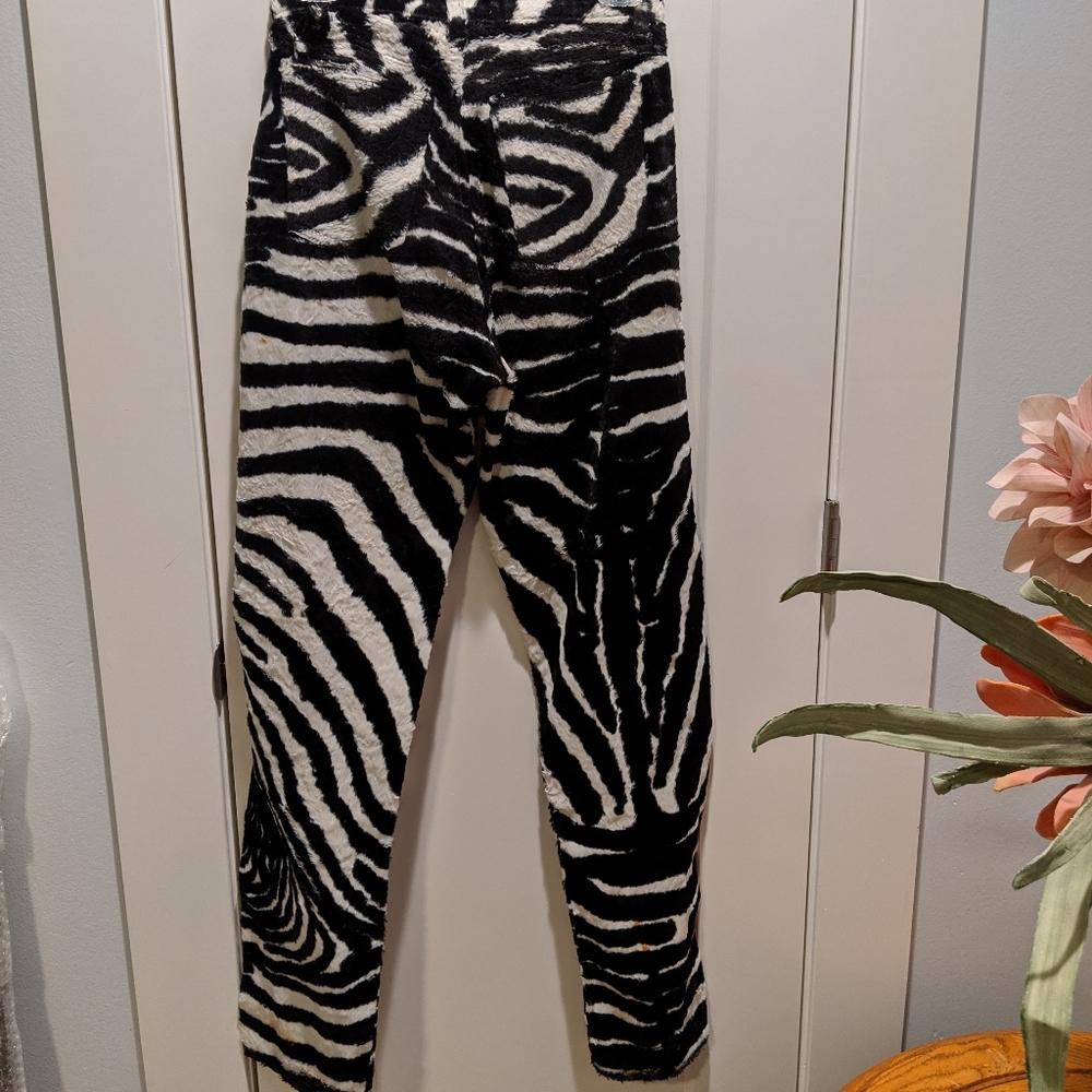 Vintage 90s 92K Velvet Zebra Print Textured Pants